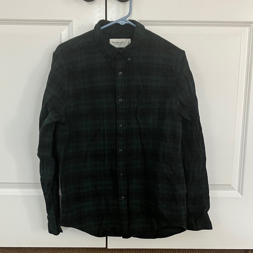 Abercrombie & Fitch Soft Flannel shirt men’s M Dark green & navy button down